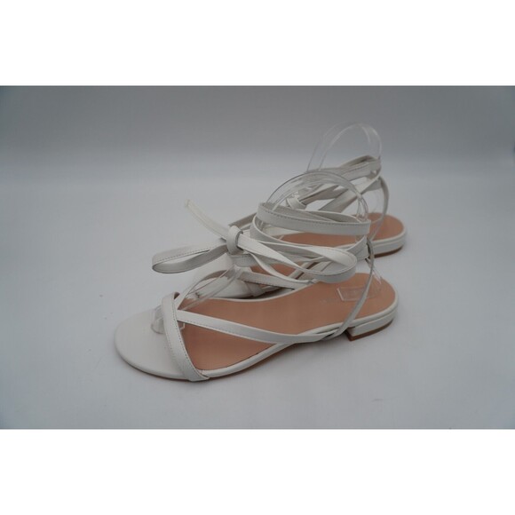 Stuart Weitzman Anita Wraparound Gladiator White Ankle Leather Sandal size 9.5 - Picture 8 of 16